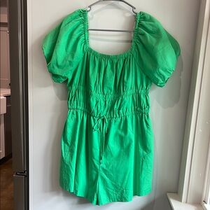 Green Puff Sleeve Romper